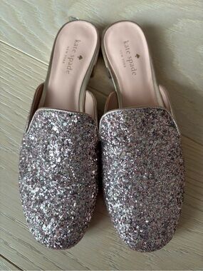 kate spade Rose Pink Glitter Slip-On Mules